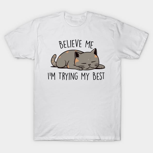 Believe me I'm trying my best Funny Quote Hilarious Sayings Humor T-Shirt by skstring